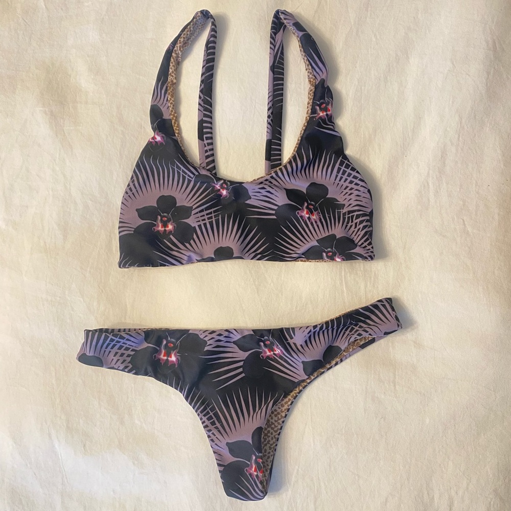 Acacia Bikini - Modern Pacific Purple Floral Print